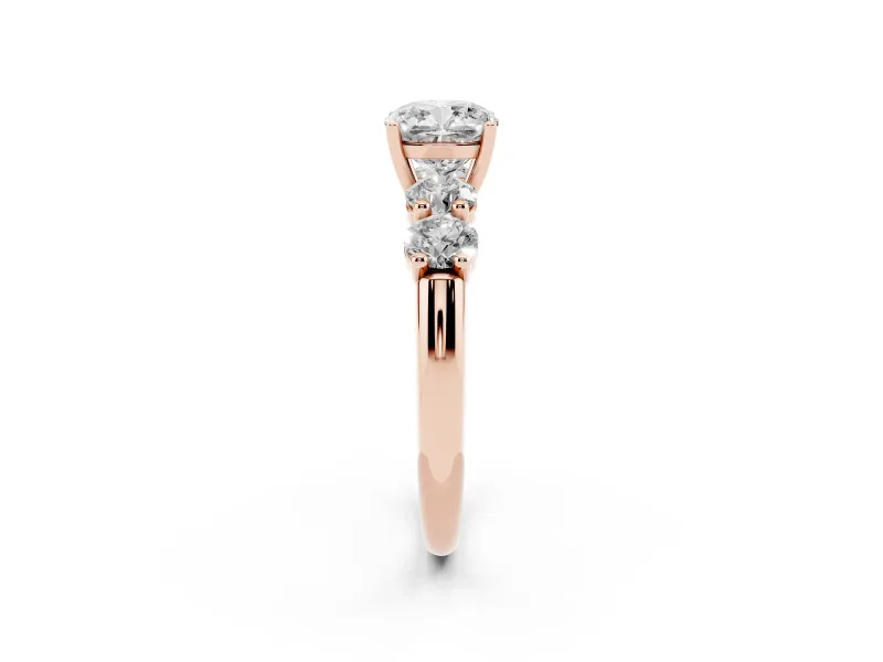 Cushion Cut Five Stone Engagement Ring Setting | Prong Set Side Stones | Rose Gold