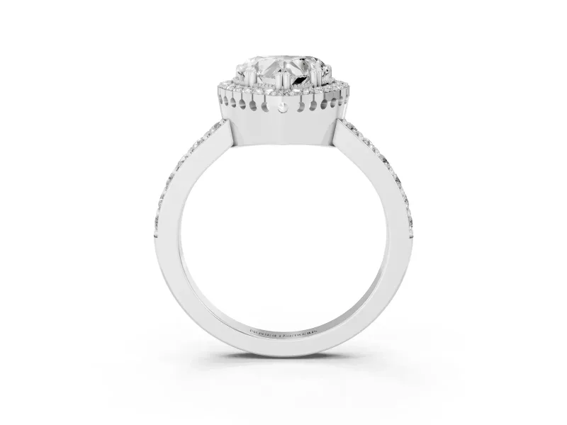 Heart-Shaped Vintage Halo Pavé Engagement Ring Setting | Milgrain Border | Platinum