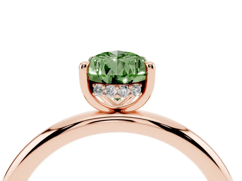 Pear-Shaped Hidden Halo Ring Setting for a Fancy Green Lab-Grown Diamond | Rose Gold