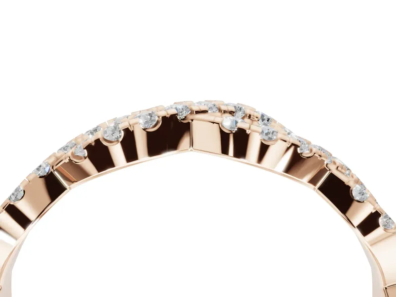 Round Lab-Grown Diamond Twisted Pavé Half Eternity Band | Interwoven Strands | Rose Gold