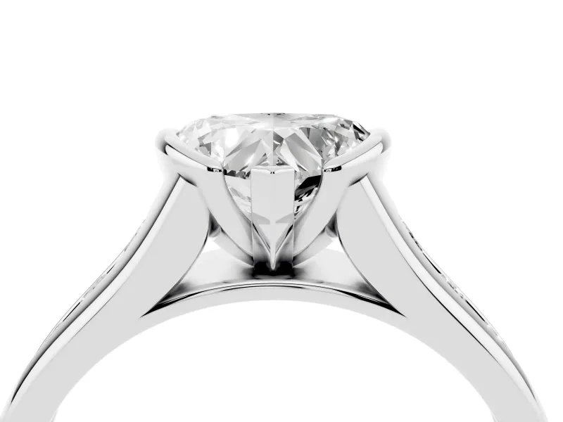 Heart-Shaped Half Bezel Solitaire Engagement Ring Setting | Graduated Channel Band | Platinum
