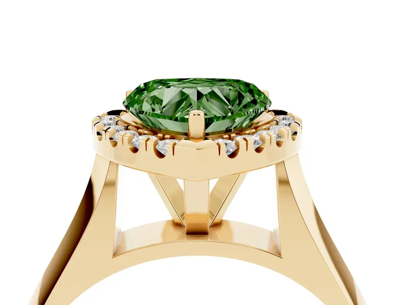 Heart-Shaped Halo Engagement Ring Setting for a Fancy Green Lab-Grown Diamond | Square Profile Band | Yellow Gold