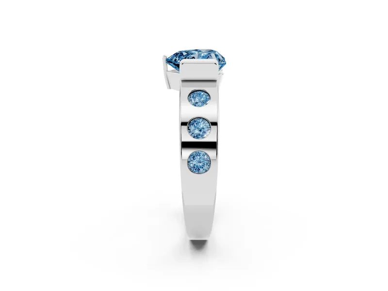 Heart-Shaped Tension Style Engagement Ring Setting for a Fancy Blue Lab-Grown Diamond | Platinum