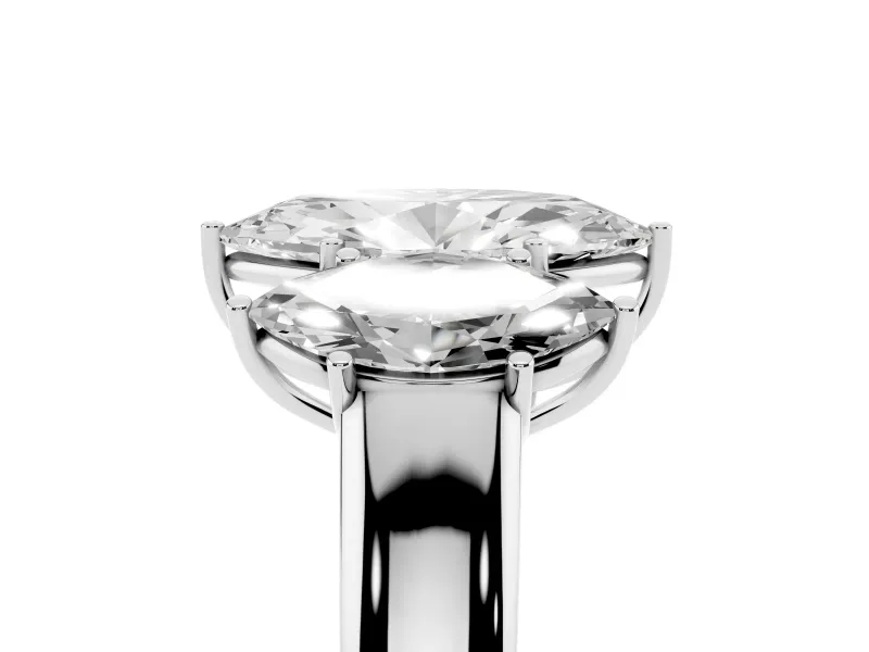 Marquise Three Stone Engagement Ring Setting | Touching Side Stones | White Gold