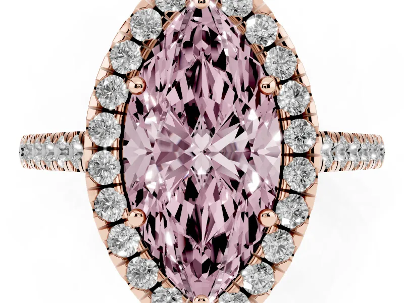 Marquise Raised Halo Engagement Ring Setting for a Fancy Pink Lab-Grown Diamond | Rose Gold