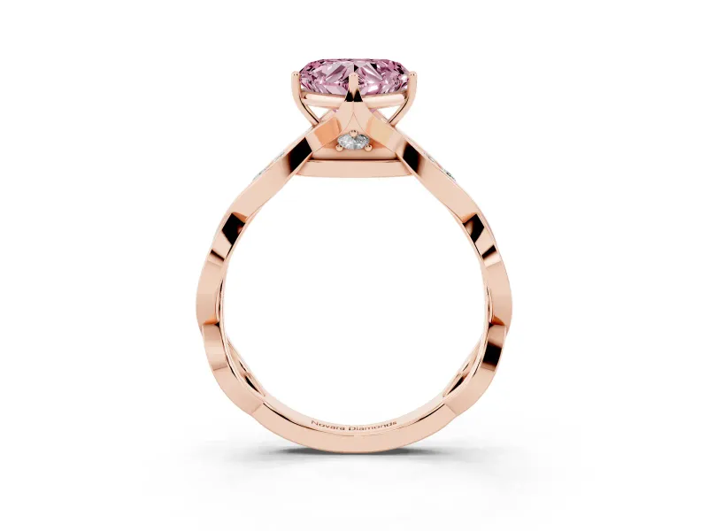 Heart-Shaped Twisted Infinity Engagement Ring Setting for a Fancy Pink Lab-Grown Diamond | Rose Gold