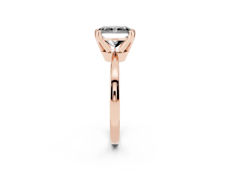 Radiant Cut Tapered Solitaire Engagement Ring Setting for a Black Center | Rose Gold