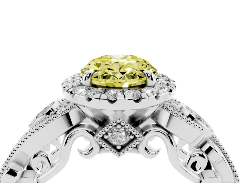 Oval Halo Engagement Ring Setting for a Fancy Yellow Lab-Grown Diamond | Sterling Silver - Design NV-24754