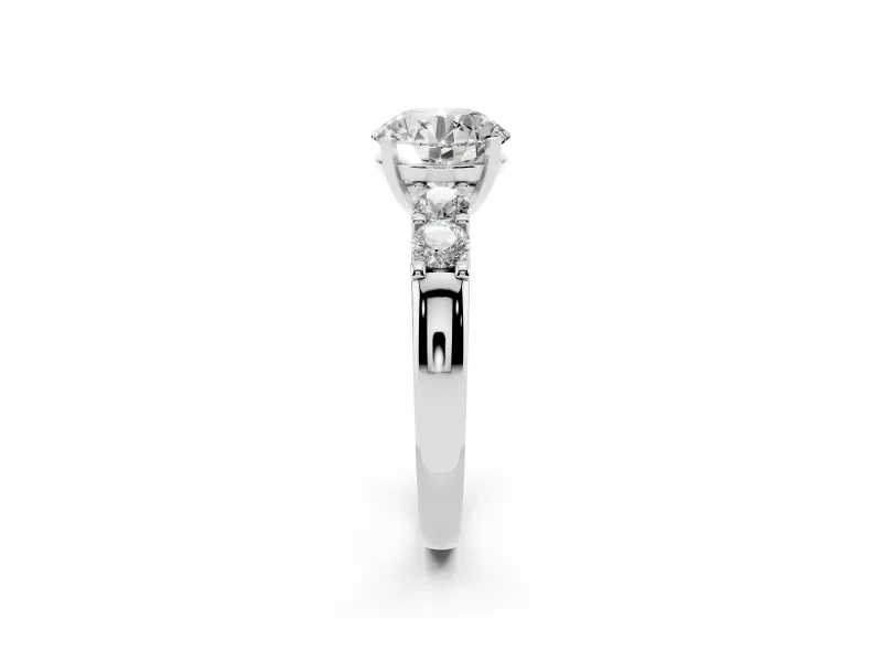 Round Five Stone Engagement Ring Setting | Prong-Set Side Stones | Platinum