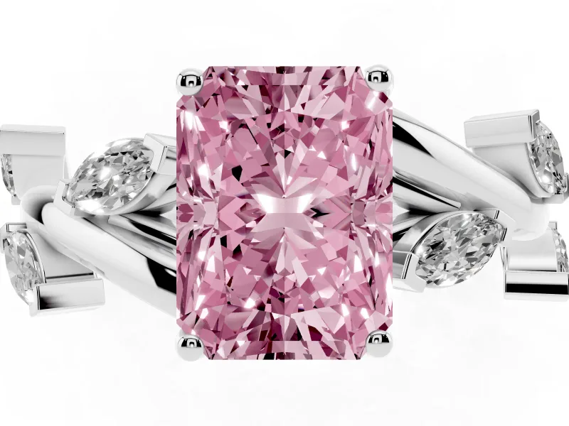 Radiant Cut Twisted Vine Engagement Ring Setting for a Fancy Pink Lab-Grown Diamond | Platinum