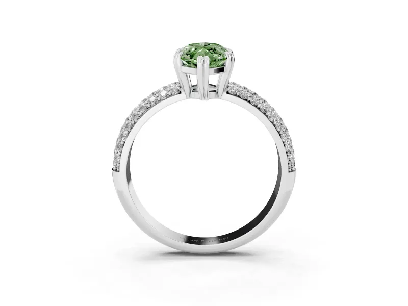 Marquise Three Row Pave Engagement Ring Setting for a Fancy Green Lab-Grown Diamond | Platinum