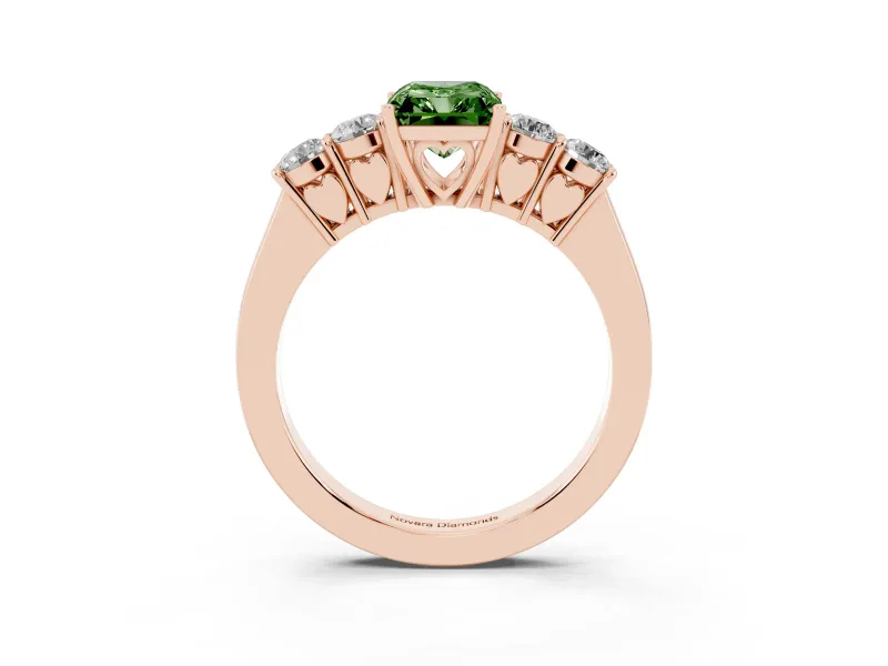 Radiant Cut 5 Stone Engagement Ring Setting for a Fancy Green Lab-Grown Diamond | Rose Gold
