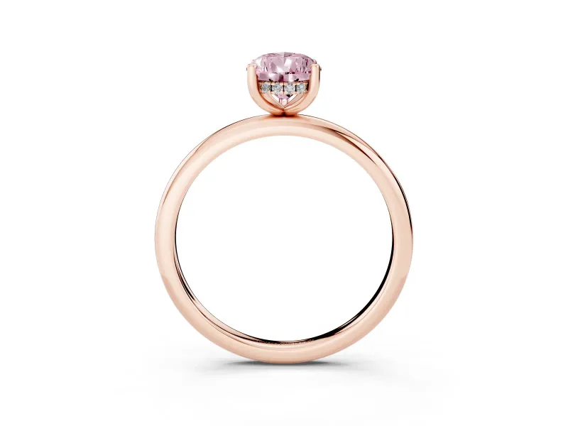Pear-Shaped Micro-Prong Hidden Halo Engagement Ring Setting for a Fancy Pink Lab-Grown Diamond | Plain Band | Rose Gold