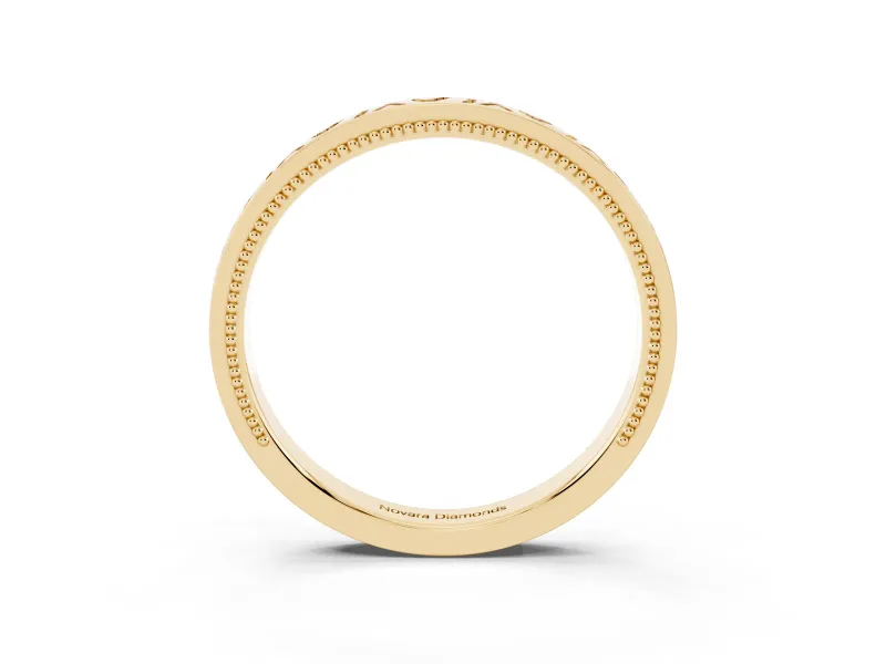 Vintage Engraved Wedding Band | X and Scroll Motifs | Yellow Gold