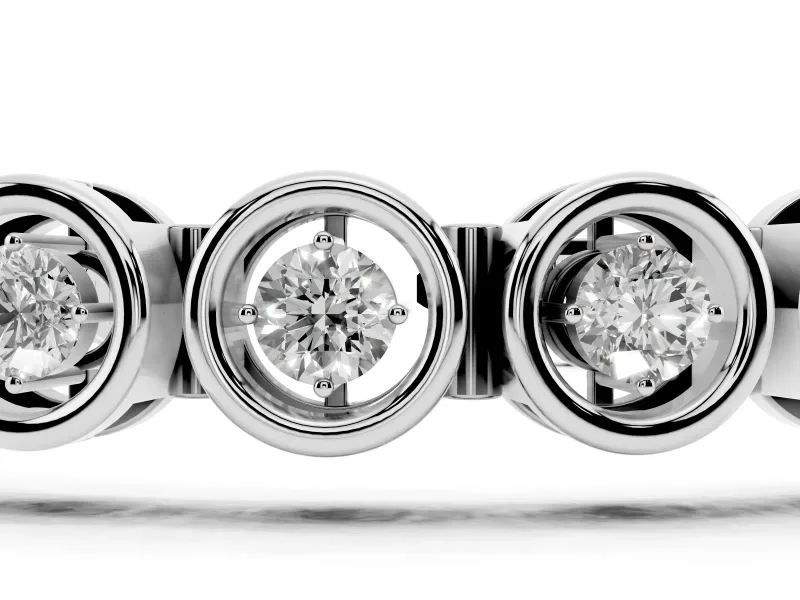 Round Lab-Grown Diamond Open Circle Link Bracelet | Floating Prong Set Stones | Sterling Silver