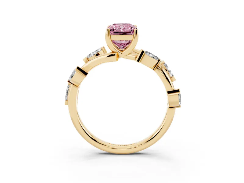 Radiant Cut Twisted Vine Engagement Ring Setting for a Fancy Pink Lab-Grown Diamond | Yellow Gold