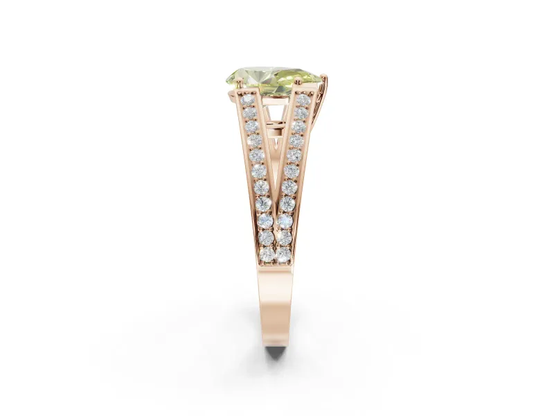 Pear-Shaped Split Shank Pavé Engagement Ring Setting for a Fancy Yellow Lab-Grown Diamond | Rose Gold