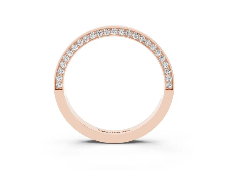 Round Lab-Grown Diamond Side-Set Pavé Half Eternity Wedding Band | Polished Top | Rose Gold
