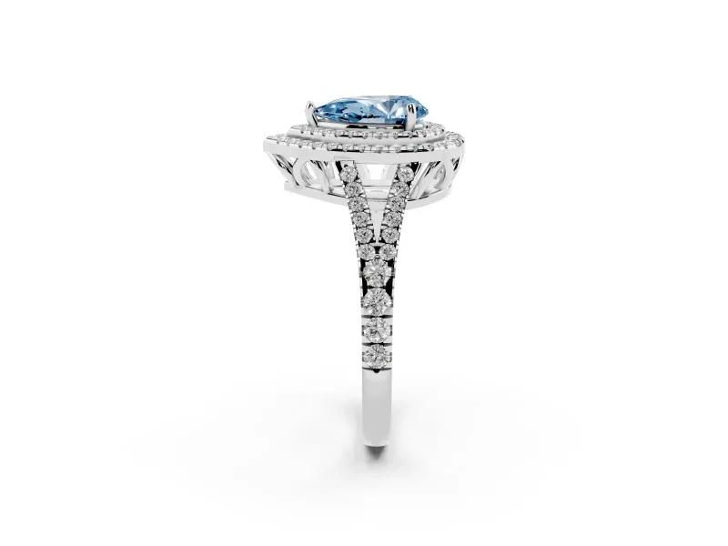 Pear-Shaped Halo Engagement Ring Setting for a Fancy Blue Lab-Grown Diamond | White Gold - Design NV-24799