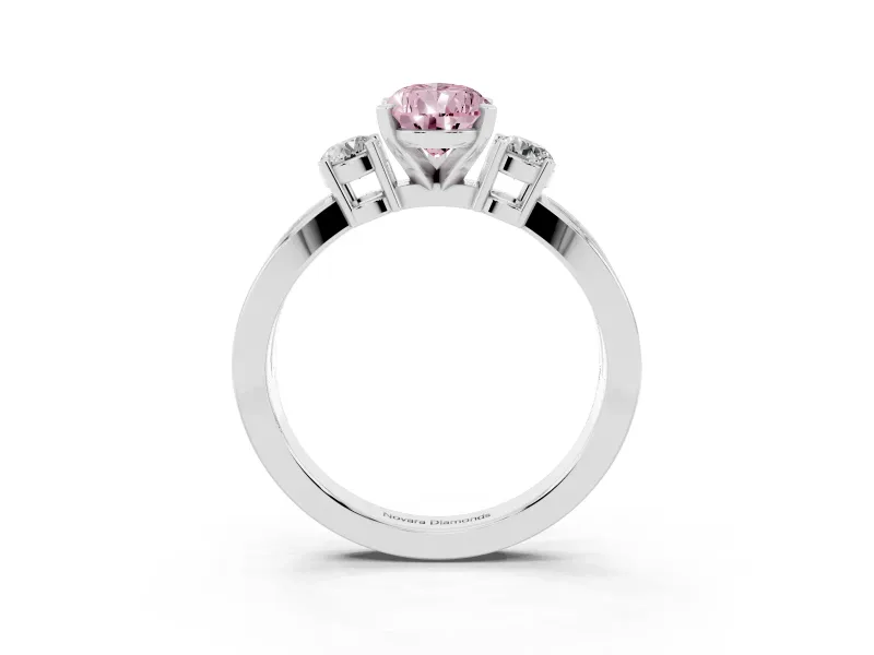 Pear-Shaped Three-Stone Twist Engagement Ring Setting for a Fancy Pink Lab-Grown Diamond | Platinum