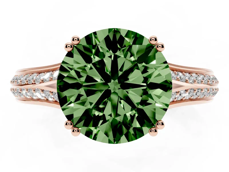 Round Split Shank Engagement Ring Setting for a Fancy Green Lab-Grown Diamond | Rose Gold