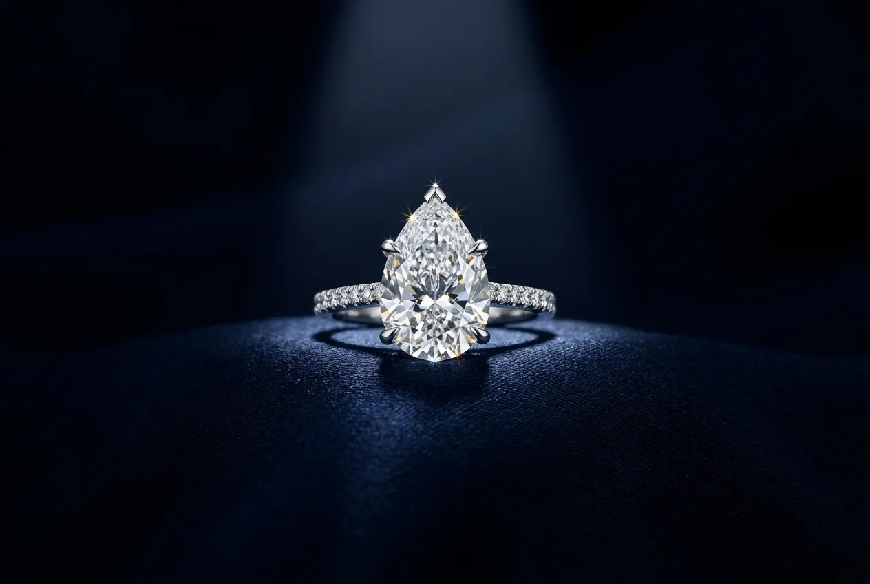 Pear-cut lab-grown diamond ring