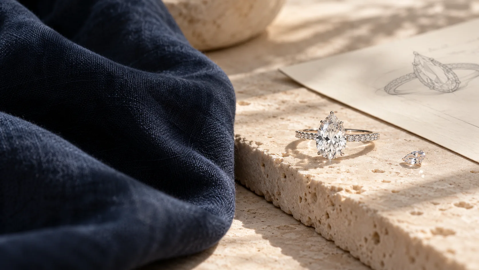 Pear-cut lab-grown diamond ring