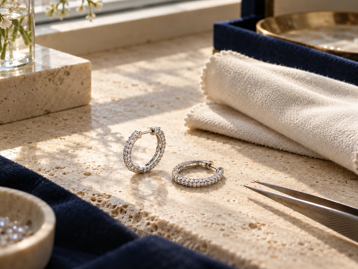 Pave hoops photographed close up