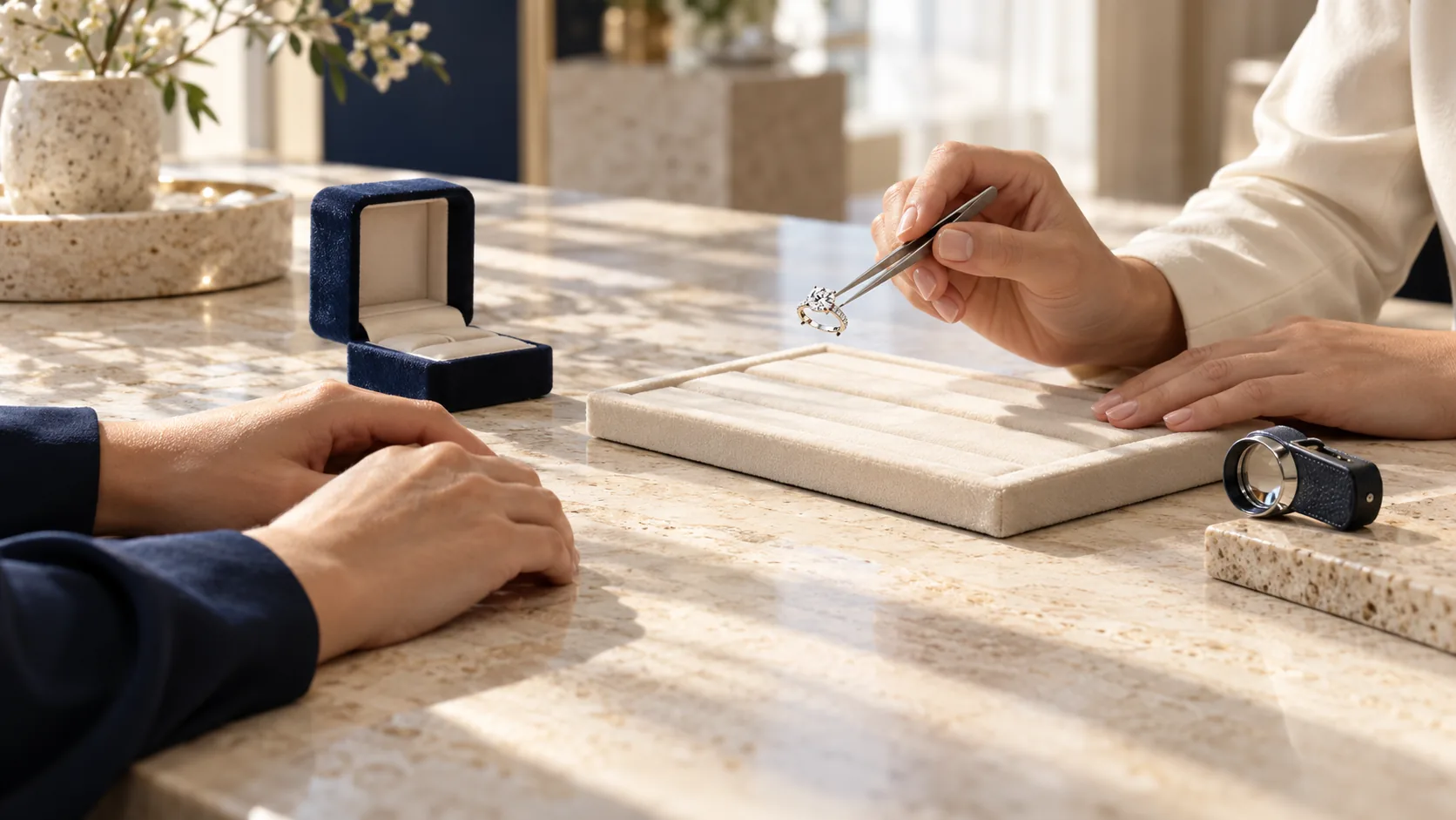 A ring being shown across the consultation table