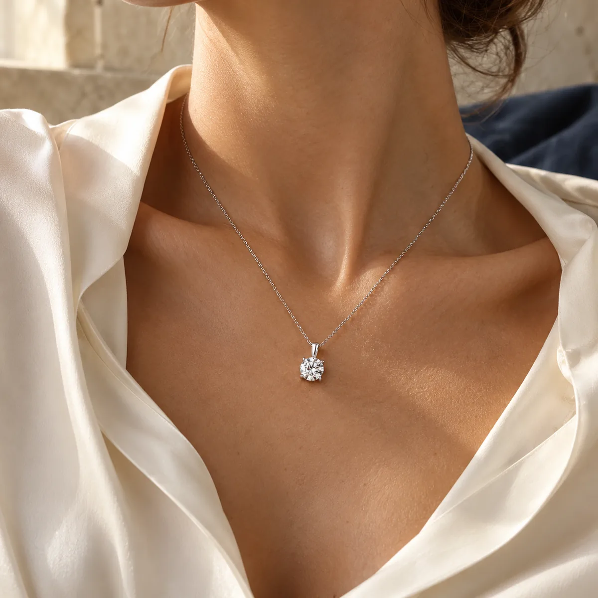 Lab-grown diamond pendant necklace